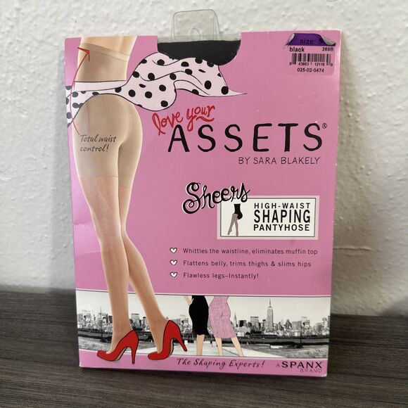 Love Your Assets By Sara Blakely Spanx High Waist Shaping Pantyhose Black SZ 5 - Picture 1 of 6
